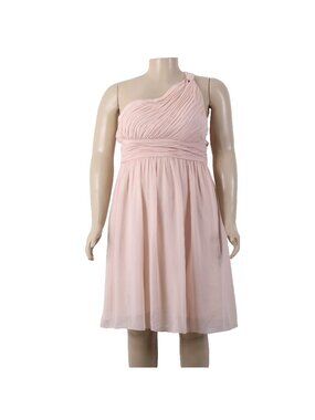 Donna Morgan Dress Sz 14 Light Pink One Shoulder Gathered Lined 100% Poly Dress